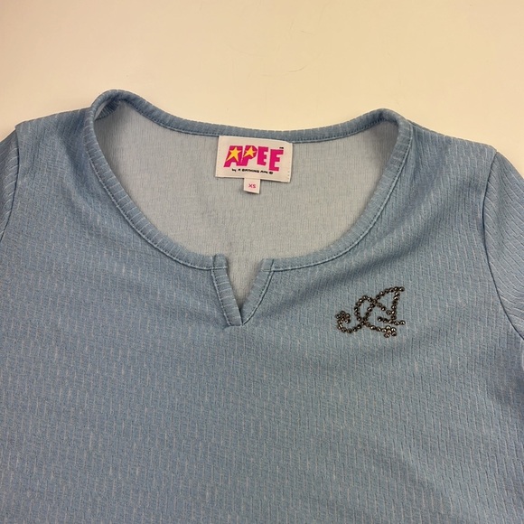 Apee - A Bathing Ape Blue V-Neck Crop Top - Picture 5 of 11